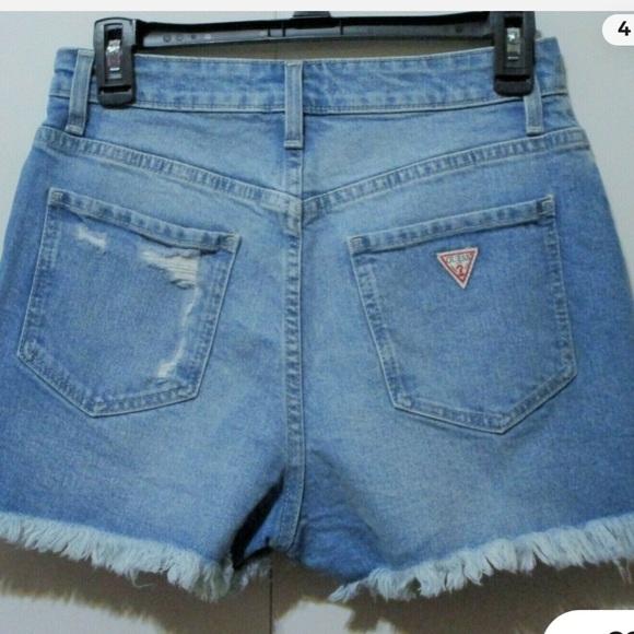 Blue Denim Jean Shorts sky high wash Claudia slit HIGH RISE GUEESS Sexy cute fun - Picture 5 of 5